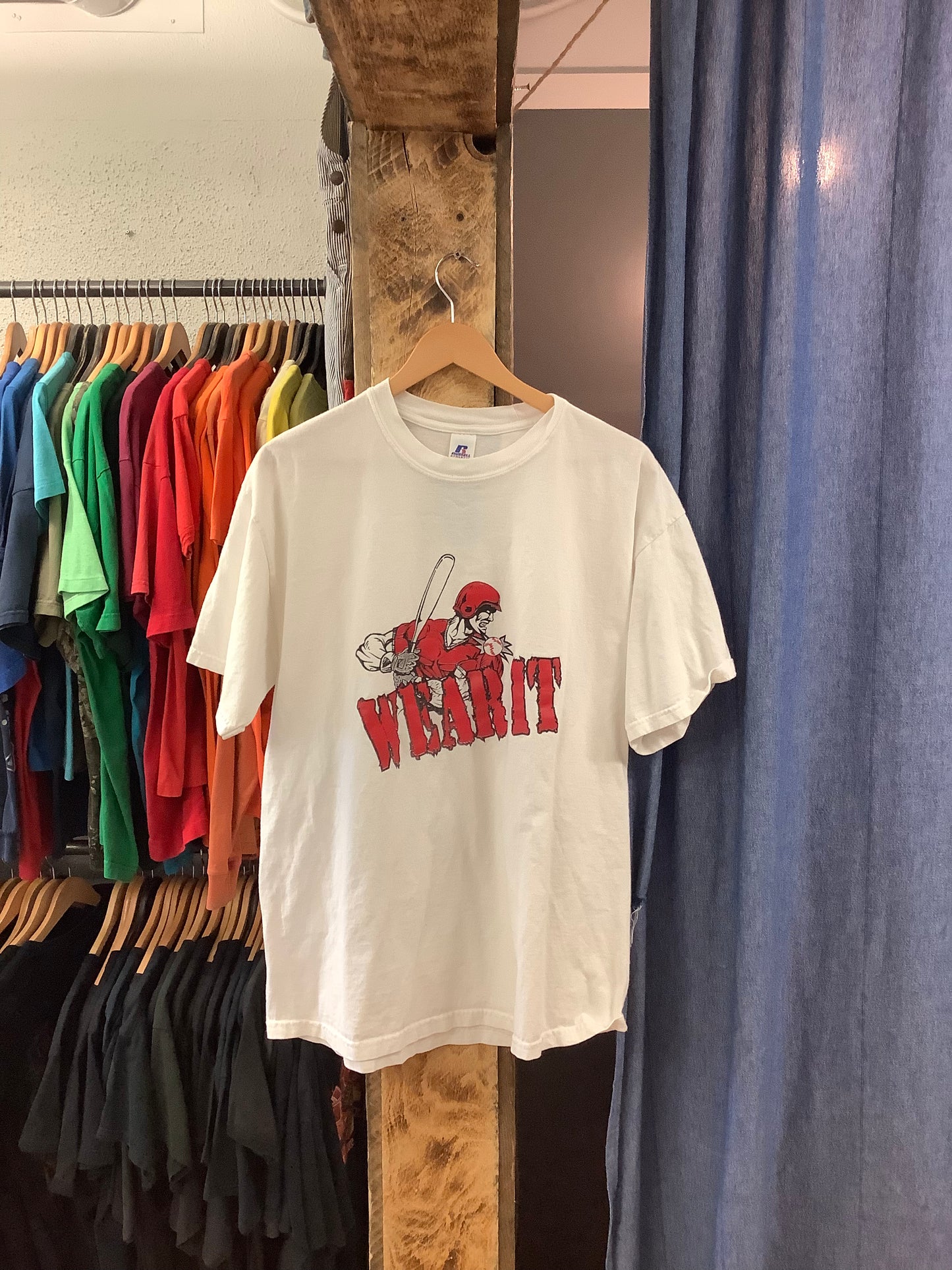 Vintage wear it baseball graphic white t-shirt - XL
