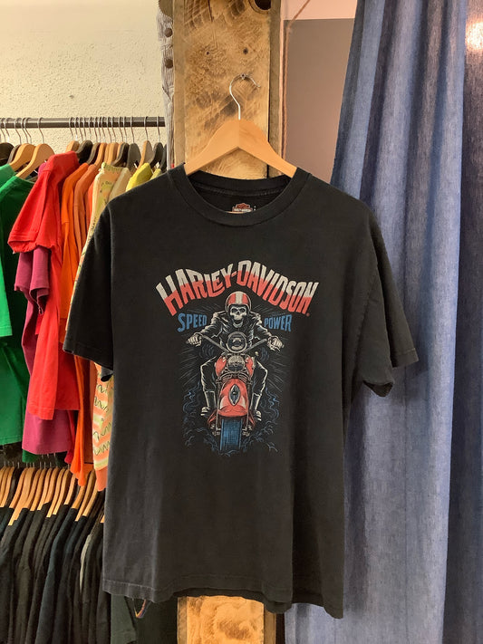 Vintage Harley Davidson speed power black graphic t-shirt - XL