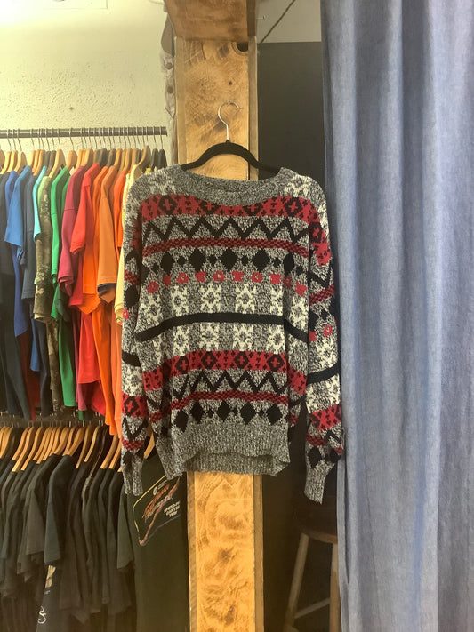 Vintage multicoloured patterned knitted sweater - S