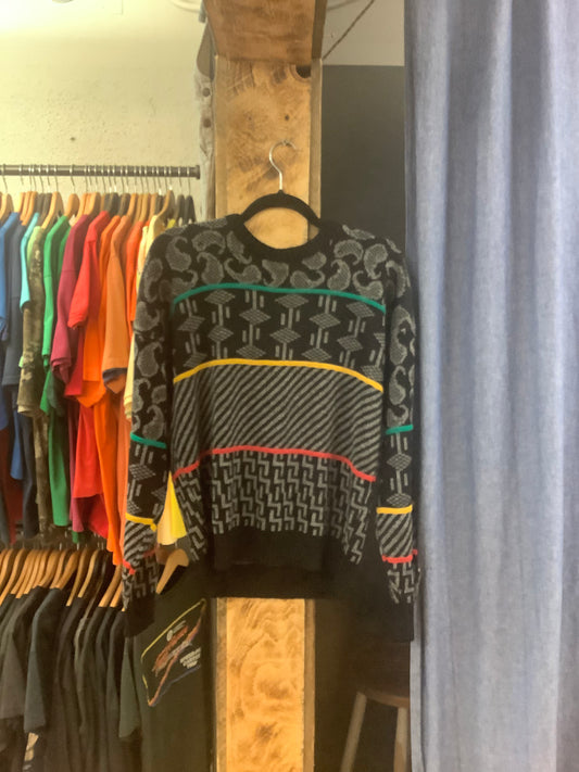 Vintage multicoloured knitted sweater - M