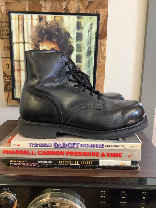 Vintage black leather combat boots -  12