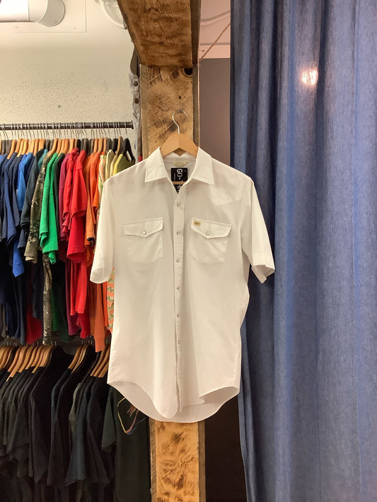 Vintage bar b western white Pearl snap button up shirt - m