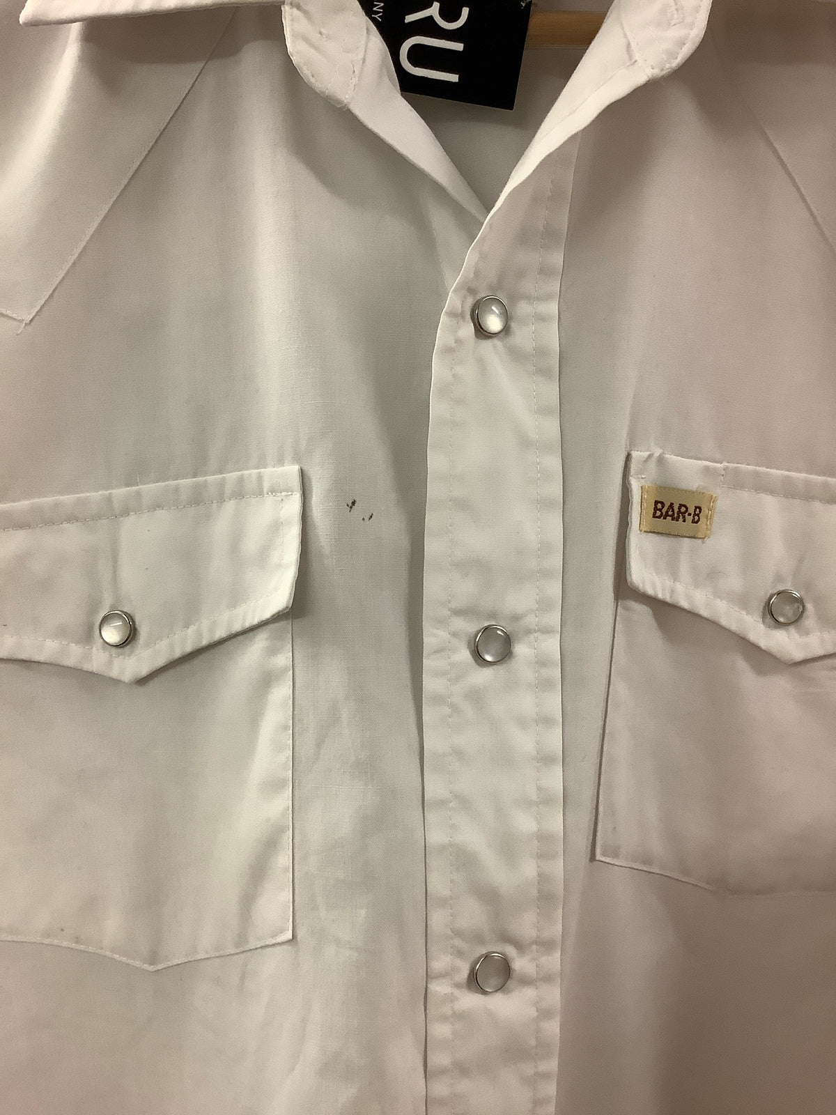Vintage bar b western white Pearl snap button up shirt - m
