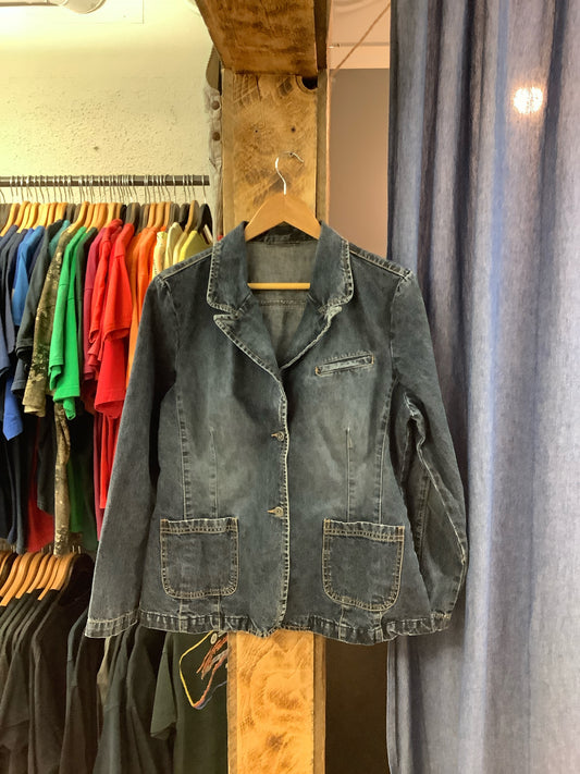 Vintage women’s dark blue denim jacket - L