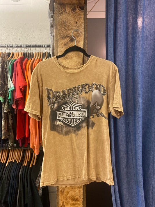 Vintage Harley Davidson deadwood South Dakota tan graphic t-shirt - m