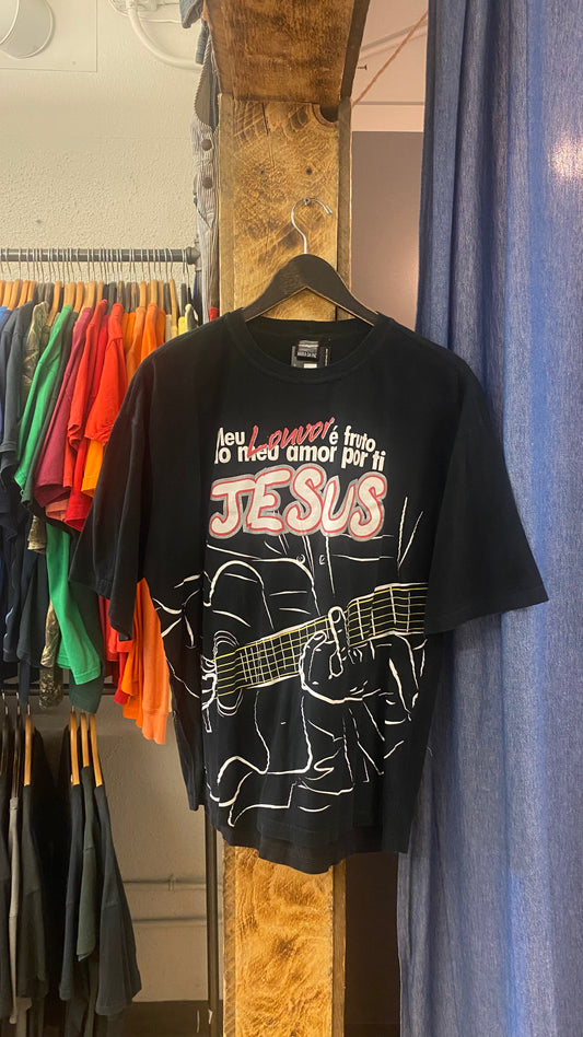 Vintage Jesus black graphic T-shirt - xl