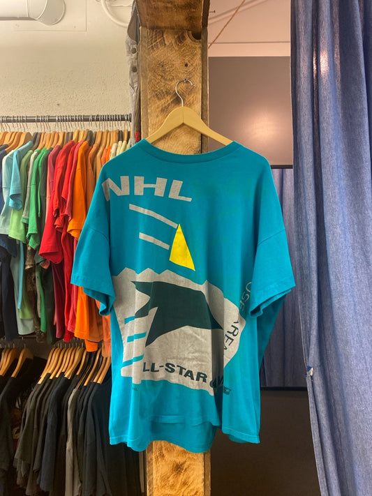 Vintage nhl teal graphic t-shirt - l
