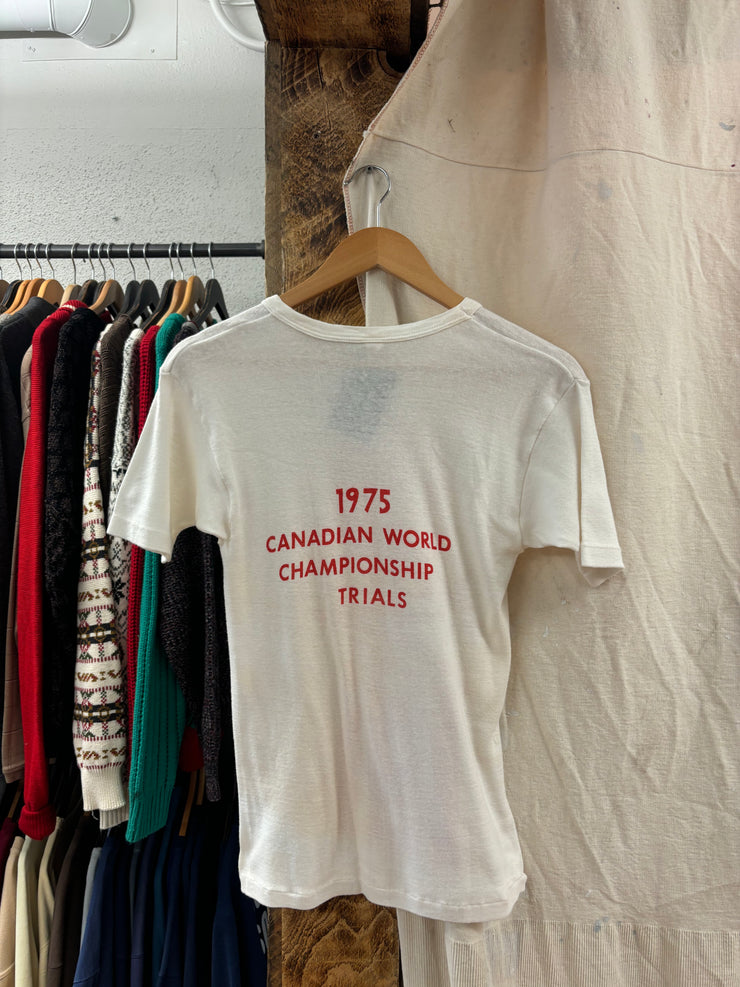 Vintage 1975 Canadian World Championhip Trials Speedo White T-shirt - M