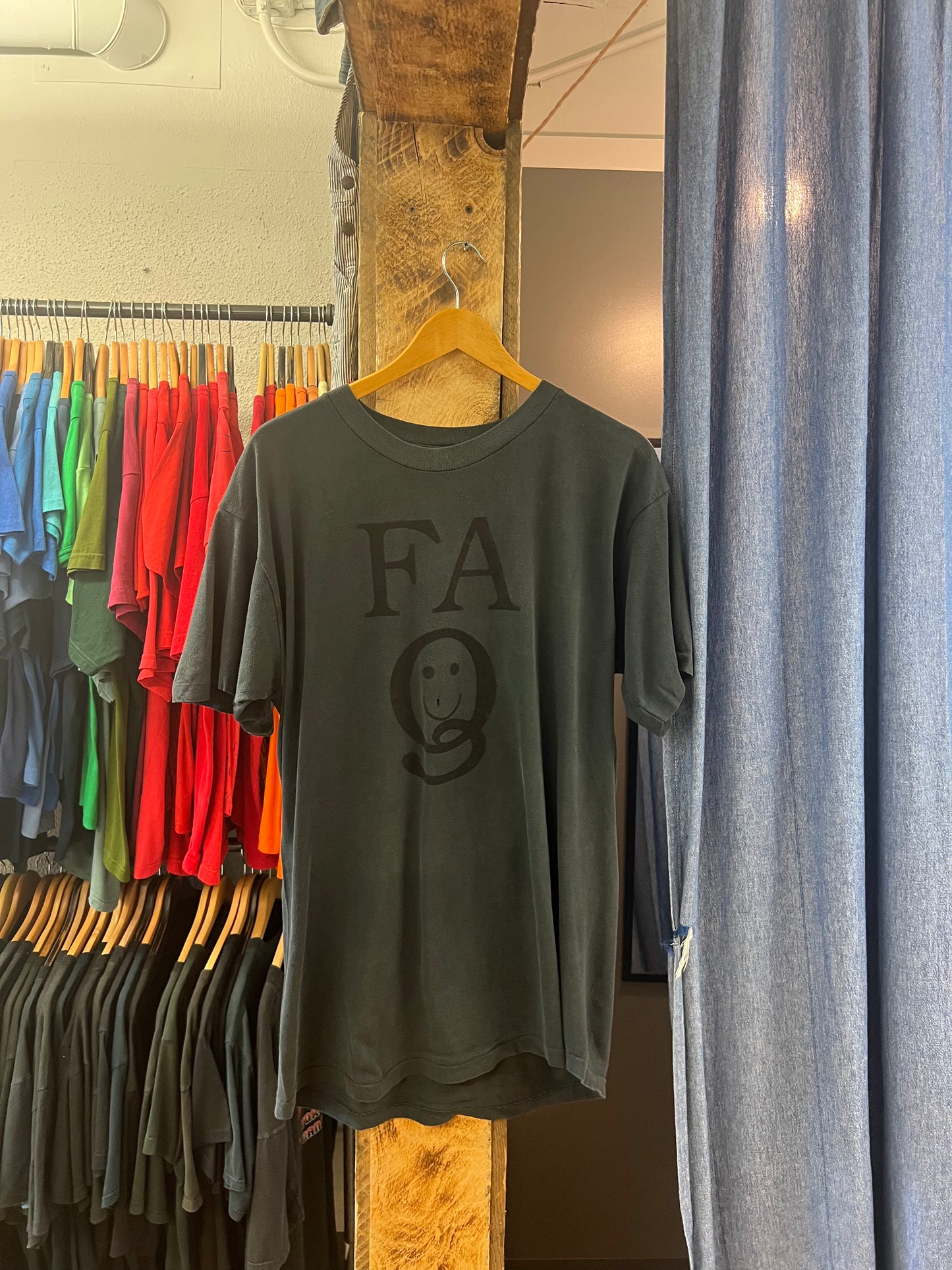 Vintage faq dark grey graphic T-shirt - L