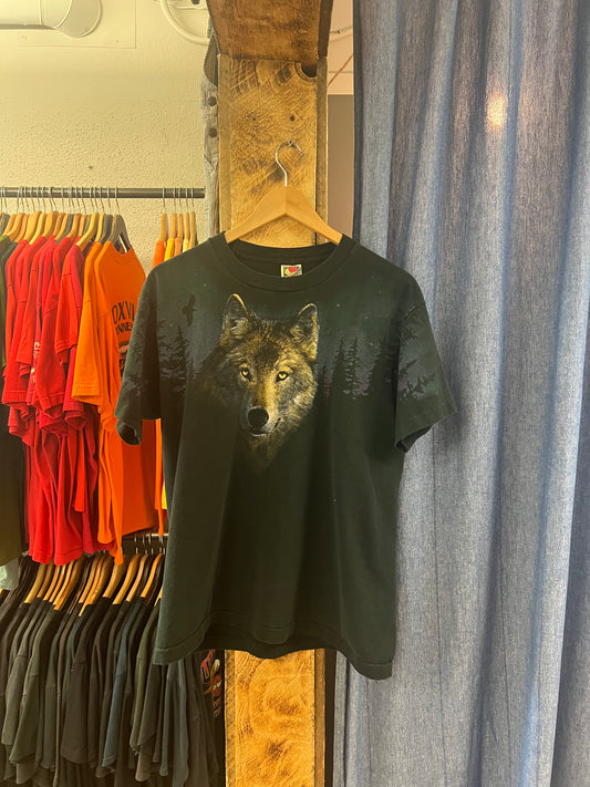 Vintage wolf graphic black t-shirt - L