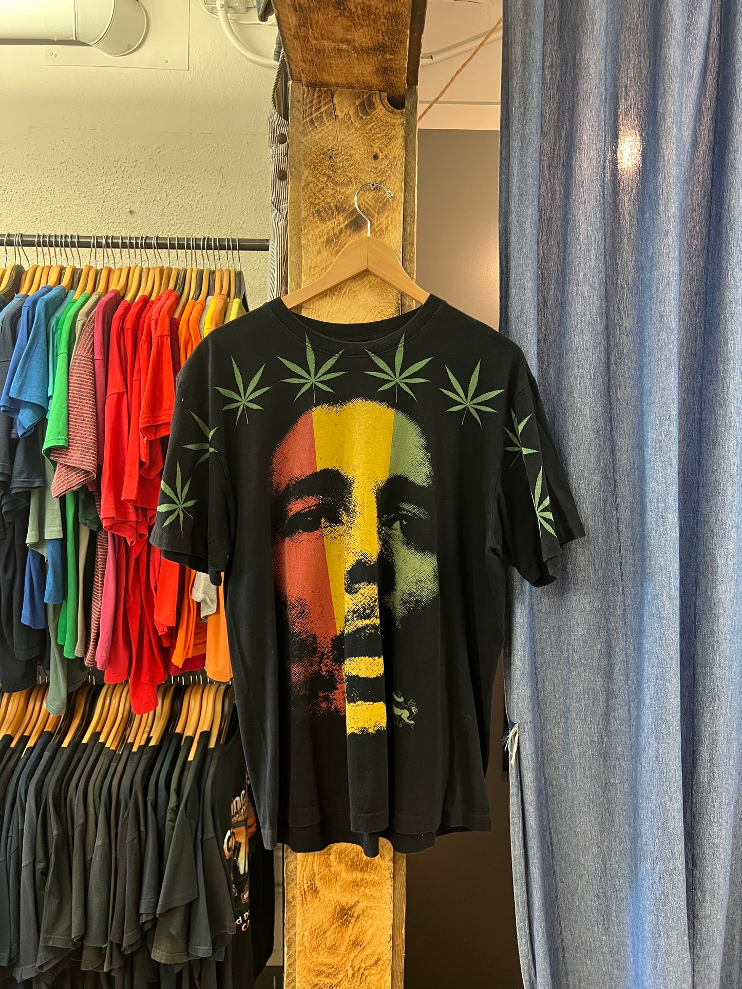 Vintage Bob Marley Aop black graphic T-shirt - XXL