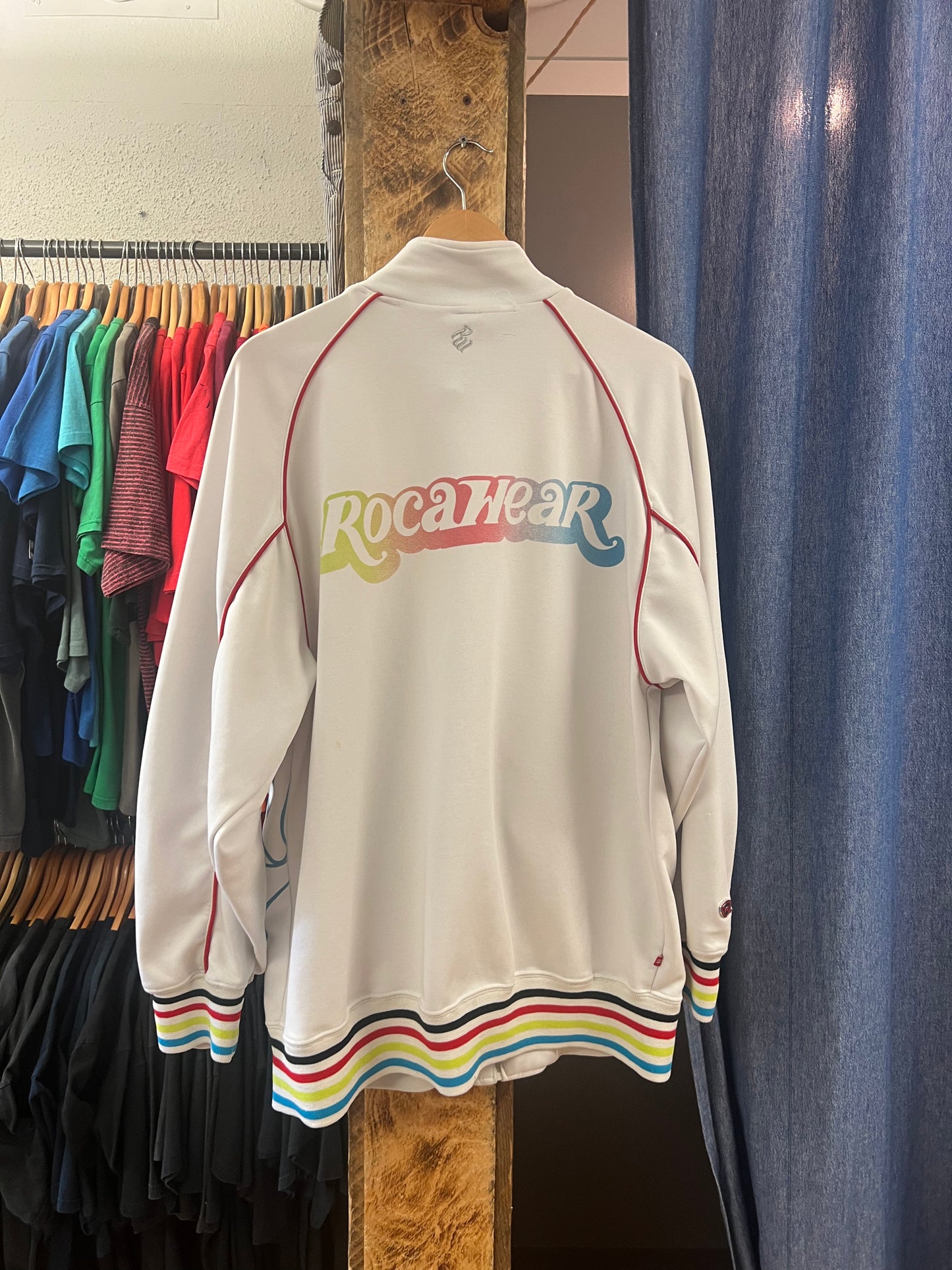 Vintage rocawear white graphic zip up jacket - XL