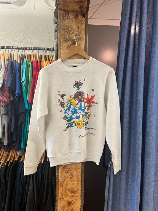 Vintage Wildflowers Grey Floral Crewneck - s