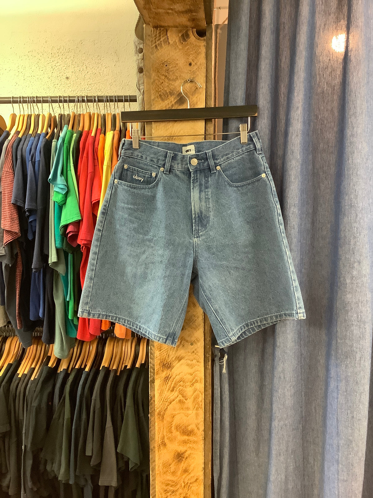Obey Light Blue Denim Jean Shorts - 28