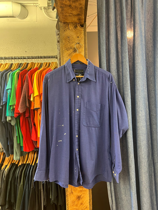 Vintage navy blue button up shirt - XXL
