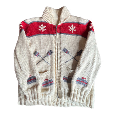 Vintage Curling Cowichan Sweater - L